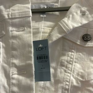 Loft New With Tags Large Petite White Jean Jacket